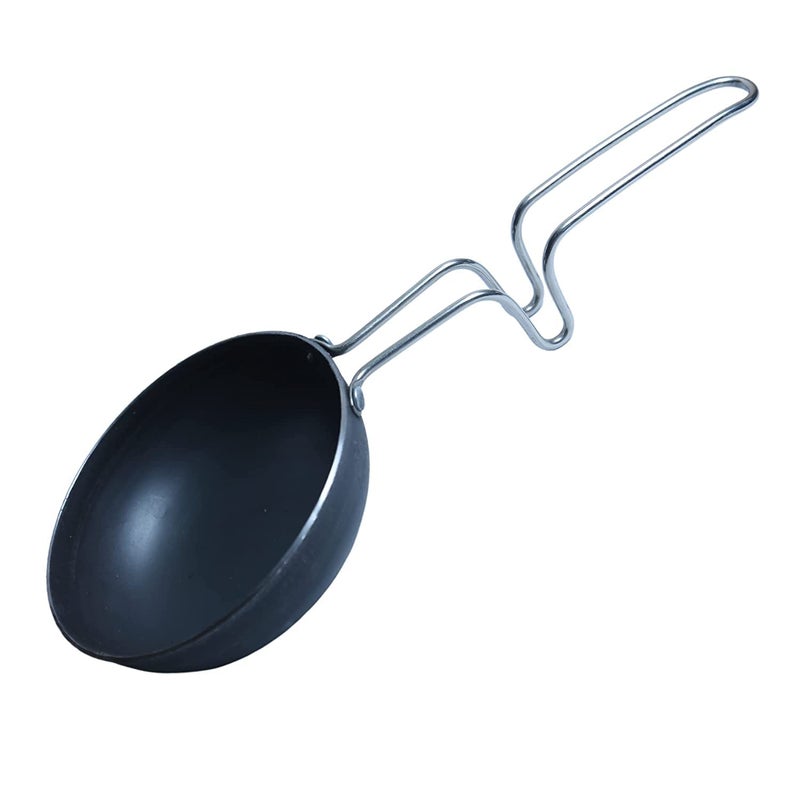 Grab8 Small Tadka pan Pure Iron Tadka Pan Mini Round Frying Pan with Steel Handle Iron Cast Iron Tadka Pan Tadka Pan Hard Anodised Tadka Pan Spice Heating Pan Tadka pan Non Stick 033Kg - Image 1