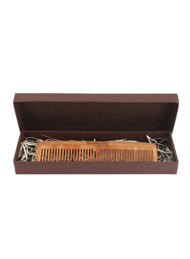 BodyHerbals BodyHerbals Dressing Comb, Double Tooth, 100% Neem Wood Gift Pack, Hand Made with Design in Gift box (Cream) - Image 1