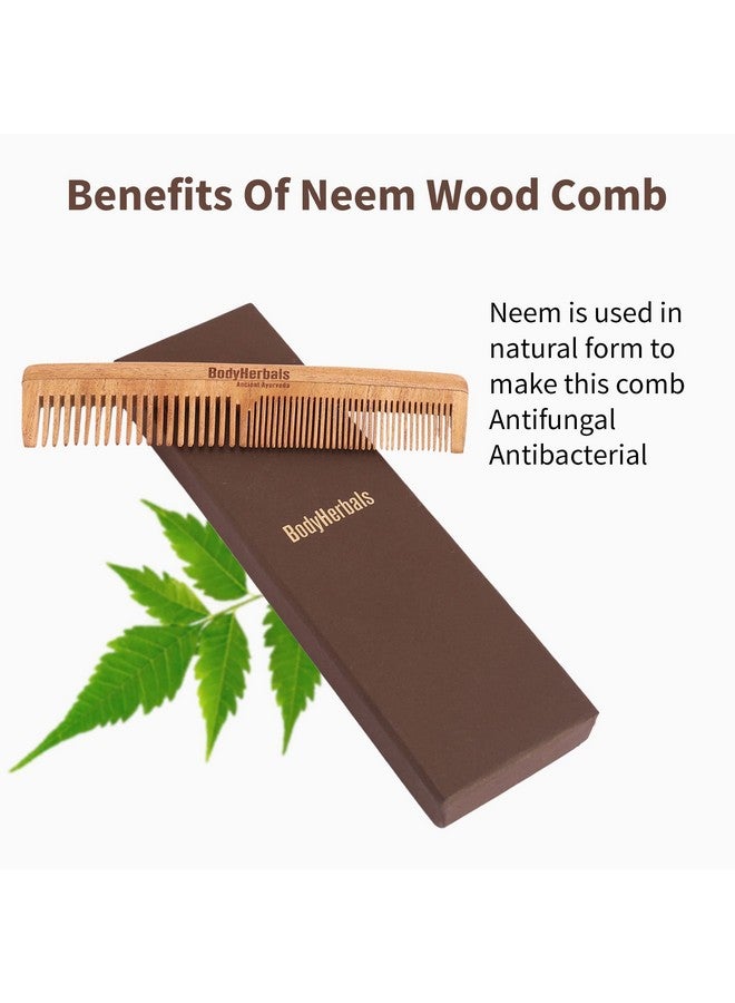BodyHerbals BodyHerbals Dressing Comb, Double Tooth, 100% Neem Wood Gift Pack, Hand Made with Design in Gift box (Cream) - Image 4