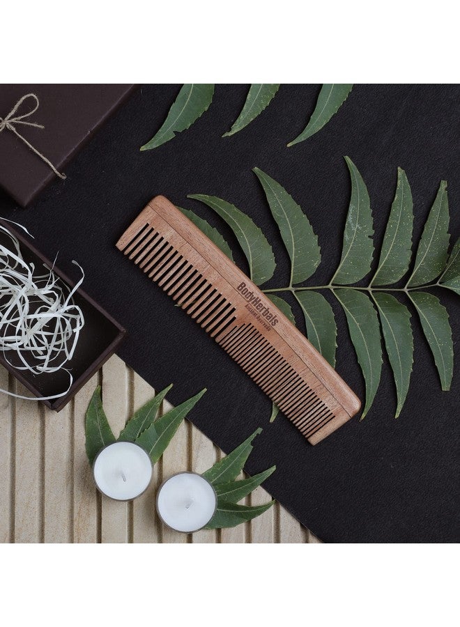 BodyHerbals BodyHerbals Dressing Comb, Double Tooth, 100% Neem Wood Gift Pack, Hand Made with Design in Gift box (Cream) - Image 3