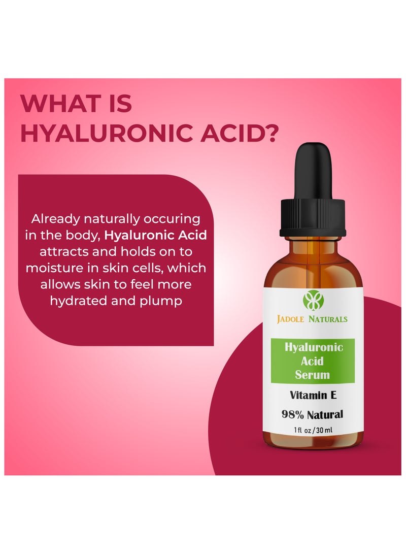 Jadole Naturals Hyaluronic Acid Serum with Vitamin E - 30ml , Hydrating & Brightening Serum - Image 3