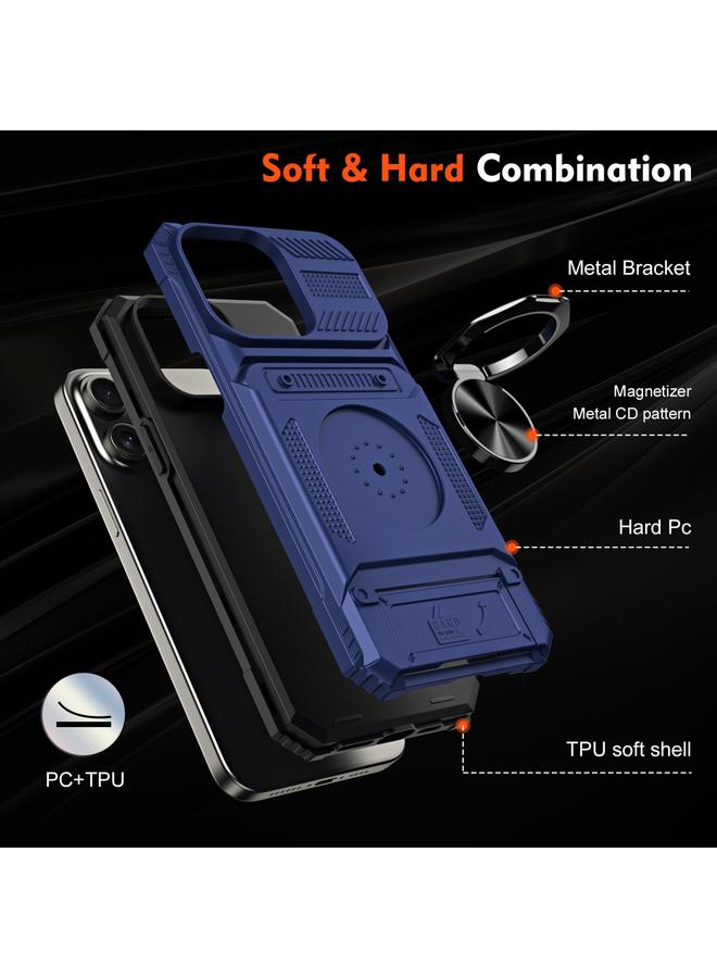 اس-توب جراب لهاتف iPhone 15 Pro مصنوع من مادة TPU+PC المقاومة للصدمات مع حامل حلقي معدني - Image 5