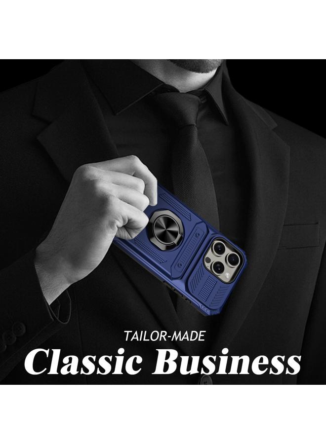 اس-توب جراب لهاتف iPhone 15 Pro مصنوع من مادة TPU+PC المقاومة للصدمات مع حامل حلقي معدني - Image 4