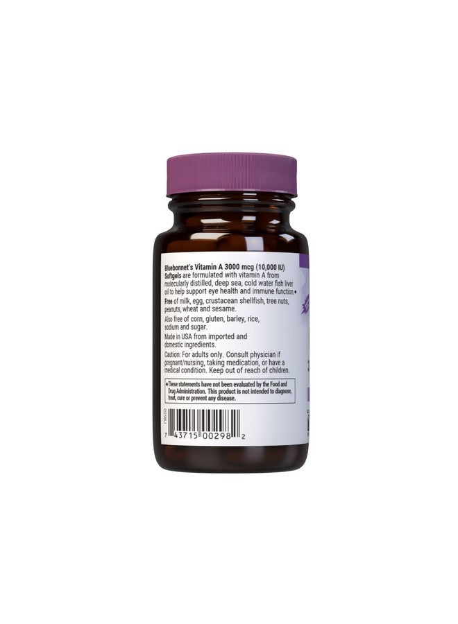 بلو بونيه Bluebonnet Nutrition فيتامين أ 10000 وحدة دولية من أعماق البحار والمياه الباردة وزيت السمك - لصحة العين والوظيفة المناعية* - خالٍ من الجلوتين - خالٍ من منتجات الألبان - مقطر جزيئيًا - 100 كبسولة هلامية - 100 وجبة - Image 3