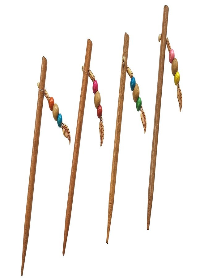 SK Craft Handcrafted Multicolour Wooden Beads Hair Juda Stick for Women - Set of 4, Juda Stick, Juda Pin, Hair Pin, Hair Clip, Bun Stick - Image 1