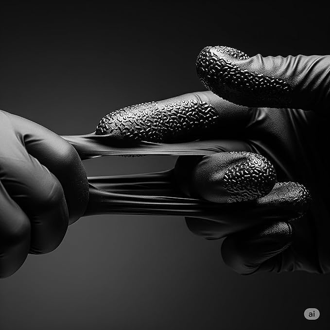 قفازات النتريل السوداء - قفازات امنة للطعام خالية من البودرة: مثالية للمطبخ والتدبير المنزلي وللاستخدام في الحراسة - للاستعمال مرة واحدة وقابلة لاعادة التدوير - صندوق 100 - Image 3