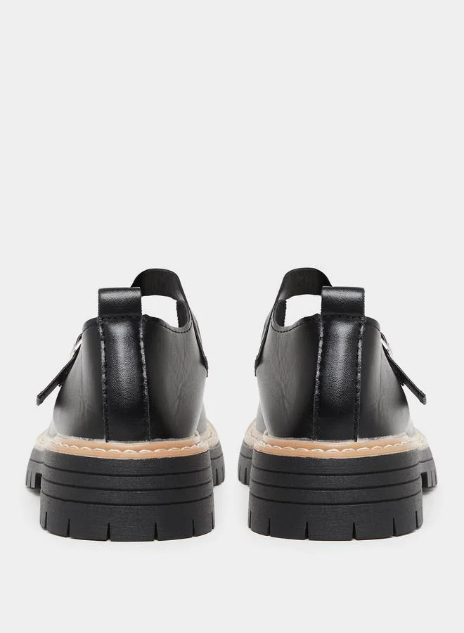 Take Two  Color Block Metal Buckle Detail Thick Sole Loafers for Women | Best Price UAE