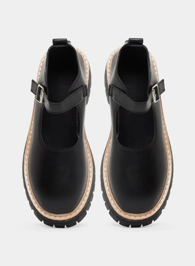 Take Two  Color Block Metal Buckle Detail Thick Sole Loafers for Women | Best Price UAE