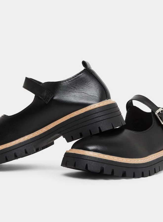 Take Two  Color Block Metal Buckle Detail Thick Sole Loafers for Women | Best Price UAE