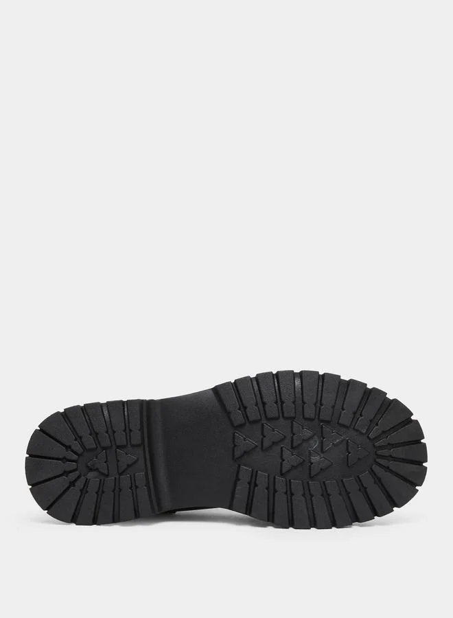 Take Two  Color Block Metal Buckle Detail Thick Sole Loafers for Women | Best Price UAE