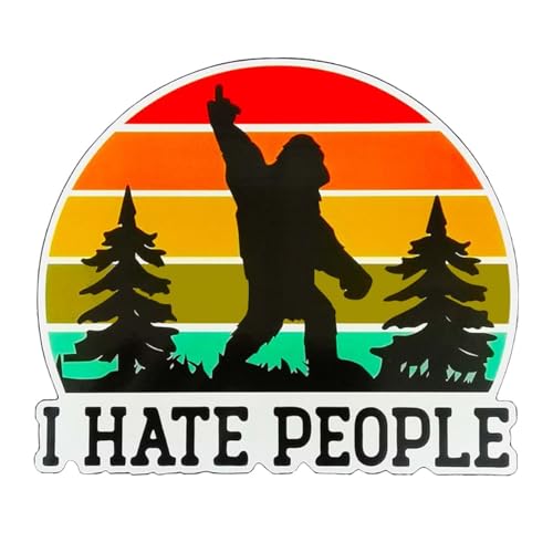 BDZMC 5 I Hate People Car Sticker Decal Waterproof Vinyl Bigfoot Sticker Sarcastic Sasquatch Decal Funny Bumper Sticker for Adults Fits Car Helmet Laptop Water Bottle Window Truck Skateboard - Image 1