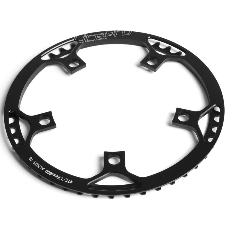Litepro Chainring 47T Black 7075-T6 Aluminum Alloy Forged Lightweight Strong Strength - 130mm BCD 5 Bolts Single Speed Chainring for Folding Bike - Image 1