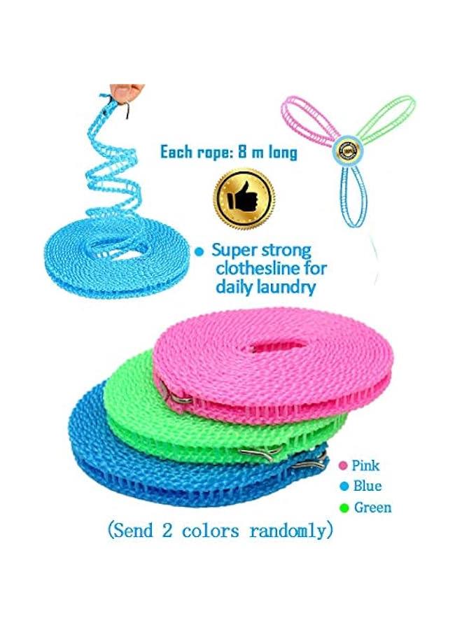 2 Pack Mesh Drying Rack Mesh Bags Closet Storage Accessory Organizers Two Layer, and 2 Pack Clothesline Clothes Drying Rope Portable Travel, Adjustable for Indoor Outdoor Laundry Clothesline, Per  - Image 3