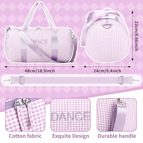 Locmeo Large Dance Bag for Girl Gift 19 x 94 x 87 Inch Sport Gym Travel Duffle Bag Girls Ballet Bags with Adjustable Carry Strap for Dancer Ballerina Cheer Competition Weekender OvernightPurple - Image 3