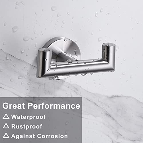 Kwanicas Towel Hooks for Bathrooms,Brushed Nickel Towel Hook for Kitchen Bathroom,SUS304 Stainless Steel Coat Hook,Heavy Duty Double Holder Robe Hooks for Hanging Towels,Coats,Sponges,Clothes,Wall Mount,2 Pack - Image 4