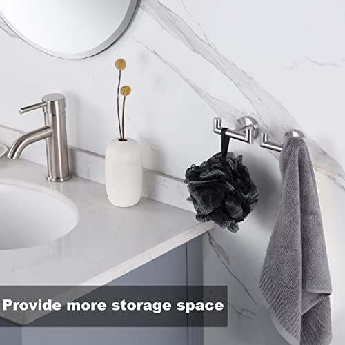 Kwanicas Towel Hooks for Bathrooms,Brushed Nickel Towel Hook for Kitchen Bathroom,SUS304 Stainless Steel Coat Hook,Heavy Duty Double Holder Robe Hooks for Hanging Towels,Coats,Sponges,Clothes,Wall Mount,2 Pack - Image 2