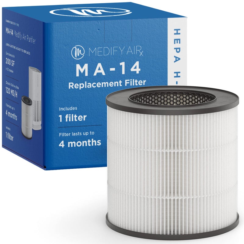 Medify MA14 Genuine Replacement Filter for Allergens Smoke Wildfires Dust Odors Pollen Pet Dander  3 in 1 with PreFilter HEPA H13 and Activated Carbon  Removal to 01 Microns  1Pack