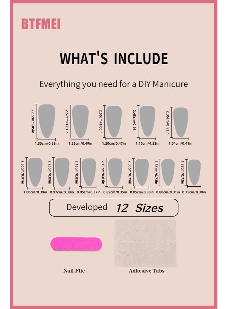 BTFMEI Brown Flower Ombre Press on Nails Medium Almond, Mirror Metallic Gold Floral Gradient Semi-Handmade Full Cover Stick on Nails with Glue & Jelly Stickers, Easy to Apply & Remove - Image 5