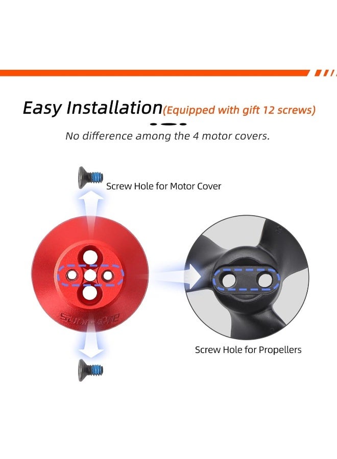 4Pcs Motor Cover for DJI Avata 2, Aluminum Alloy Motor Covers, Motor Protect Guard, Dustproof Waterproof Protective Motor Cover Cap, Drone Motor Cover, for DJI Avata 2 Drone Accessories (Red) 
