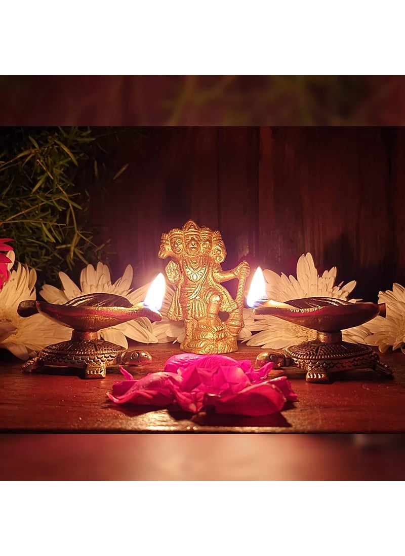 Divya Mantra Divya Mantra Turtle Leaf Vilakku Brass Diya Indian Diwali Oil Lamp Pooja Light Puja Decorations Mandir Decoration Items Handmade Table Home Backdrop Decor Lamps Decorative Tortoise Gold 2  - Image 5