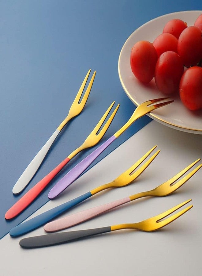 Lucci Fruit Fork Dessert Forks Salad Forks Stainless Steel Food Grade Dinner Spoon Table Spoon Tasting Appetizer Forks Portable Cocktail Salad Forks for Party Banquet (10) - Image 3