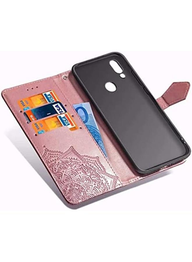 erorex Case For Huawei Y9 2019 Mandala Series Mobile Wallet Flip Cover With Mobile Phone Holder And Card Slot Magnetic Pu Leather Wallet Case For Huawei Y9 2019 Huawei Y9 2019 Rose Gold - Image 3