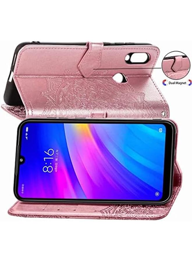 erorex Case For Huawei Y9 2019 Mandala Series Mobile Wallet Flip Cover With Mobile Phone Holder And Card Slot Magnetic Pu Leather Wallet Case For Huawei Y9 2019 Huawei Y9 2019 Rose Gold - Image 4