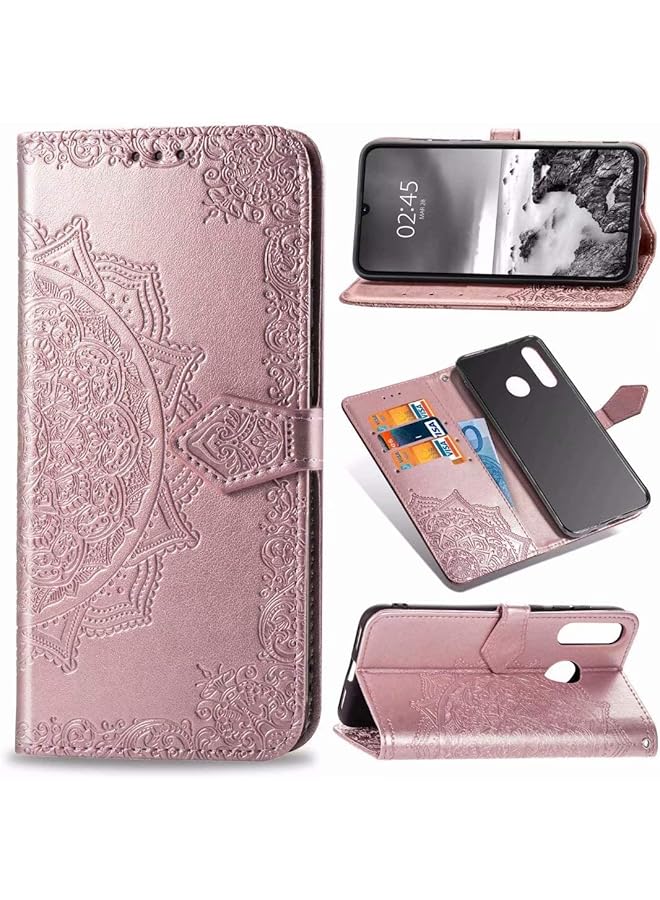 erorex Case For Huawei Y9 2019 Mandala Series Mobile Wallet Flip Cover With Mobile Phone Holder And Card Slot Magnetic Pu Leather Wallet Case For Huawei Y9 2019 Huawei Y9 2019 Rose Gold - Image 1