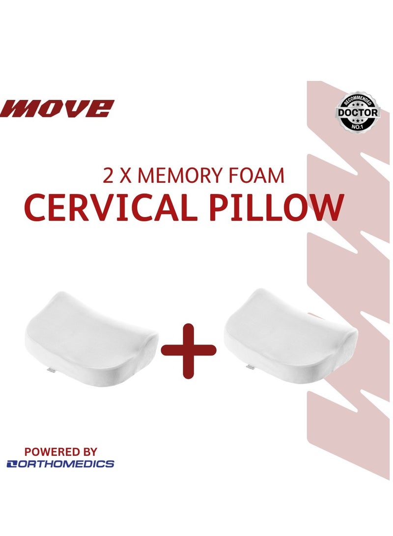 موف عرض 2 مخده ميمورى فوم لنوم اكثر راحه - أبيض - Image 1