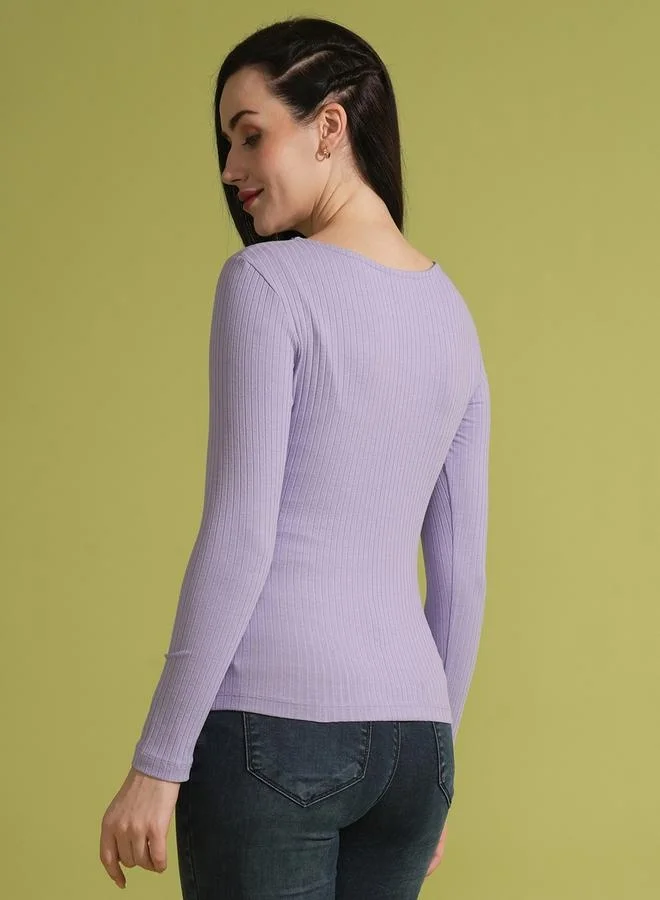 globus Globus Ribbed Sweetheart Neck Twisted Detail Top