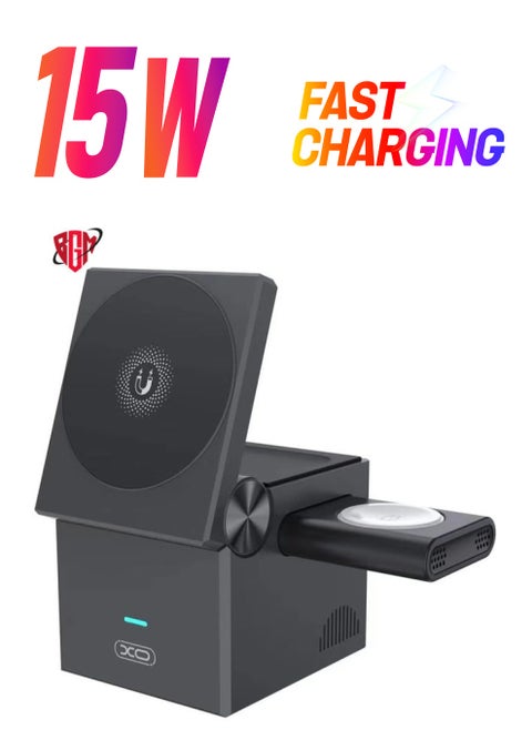 NEW 3-in-1 Cube with MagSafe - 15W Fast Charging Foldable Wireless Charger Station for iPhone, Apple Watch, and AirPods Pro