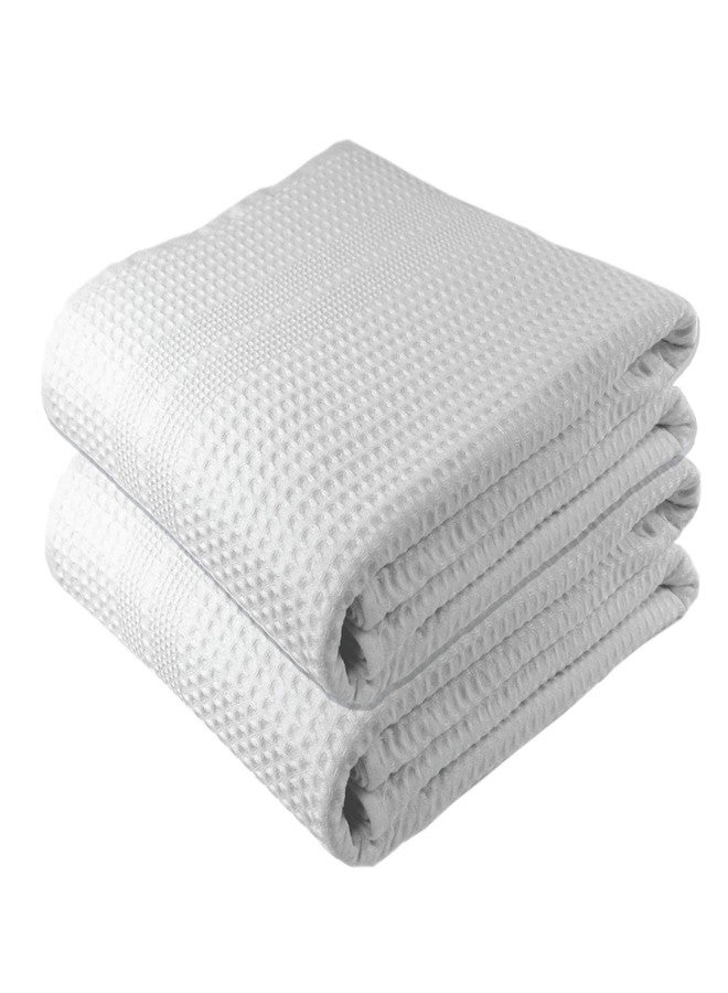 GILDEN TREE Waffle Bath Sheet Large Bath Towels Quick Dry Thin Body Towels, 40x80 Oversized Bath Towels for Adults, 2 Pack Bath Sheet Set, Classic Style (White) - Image 1