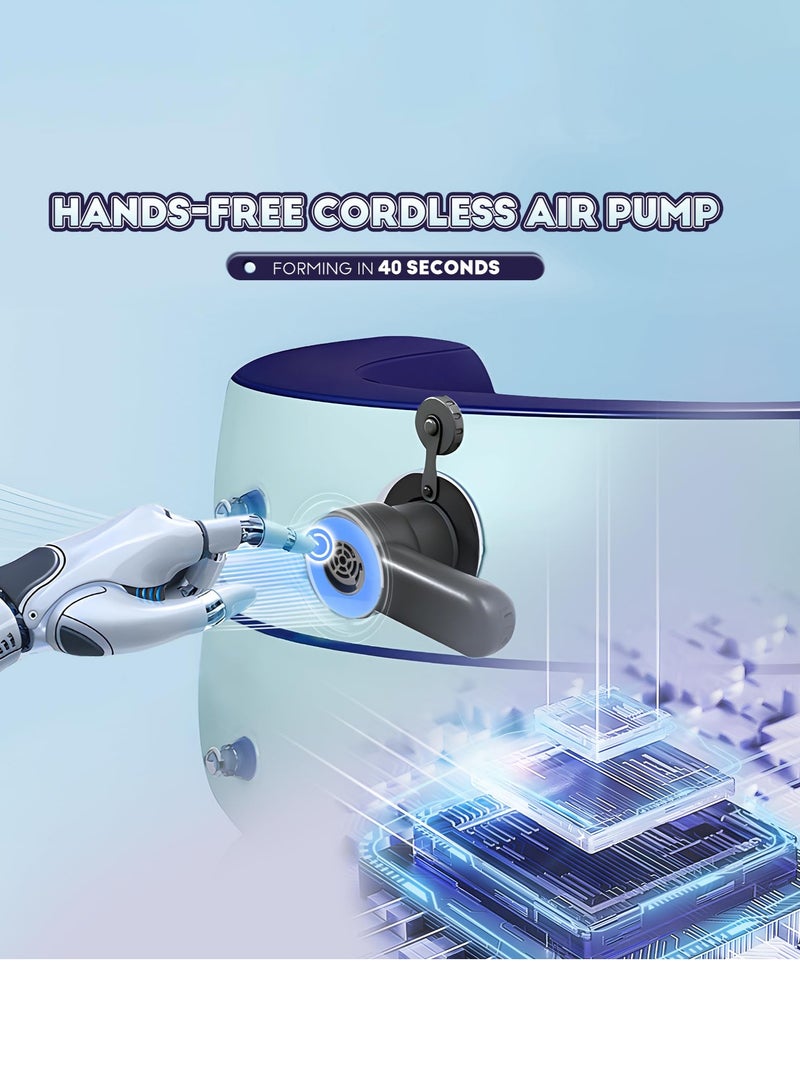 Arabest Inflatable Bathtub Adult 63'' Portable Blow Up Bath Tubs with Cordless Air Pump, Ideal for Hot Ice Bath, Quick Drain Design with 9'10'' Long Hose, Phone Pocket, Water Cushion (Orange) - Image 3