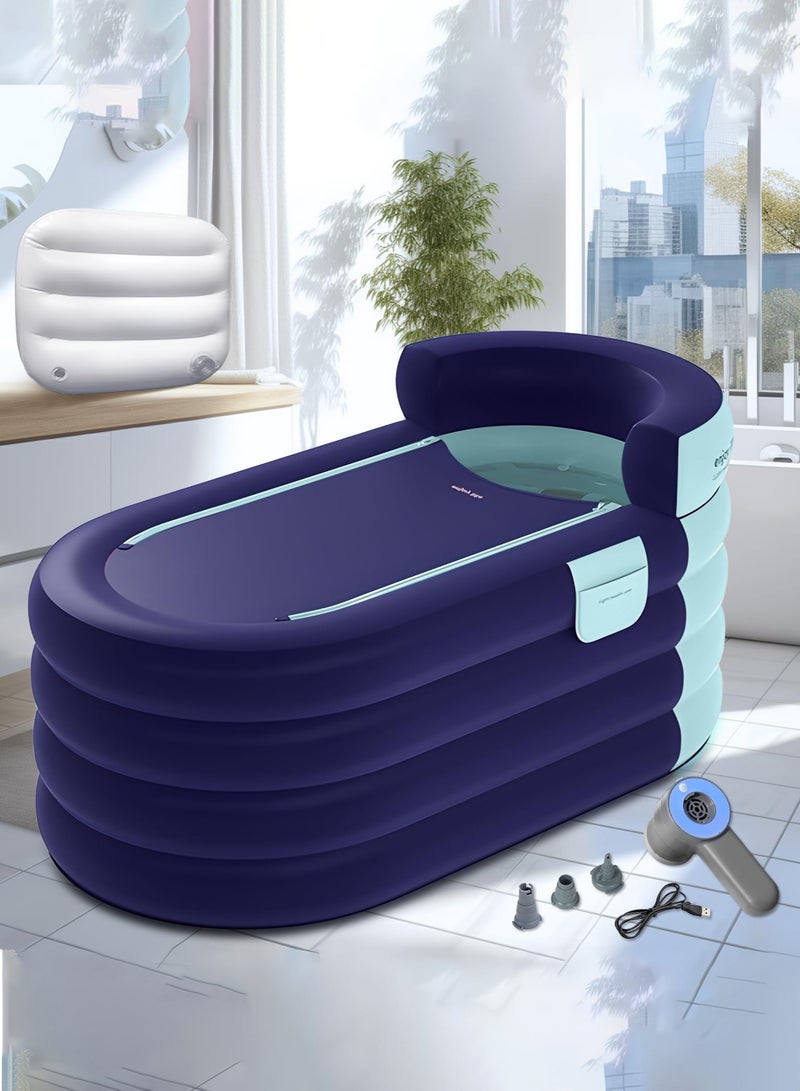 Arabest Inflatable Bathtub Adult 63'' Portable Blow Up Bath Tubs with Cordless Air Pump, Ideal for Hot Ice Bath, Quick Drain Design with 9'10'' Long Hose, Phone Pocket, Water Cushion (Orange) - Image 1