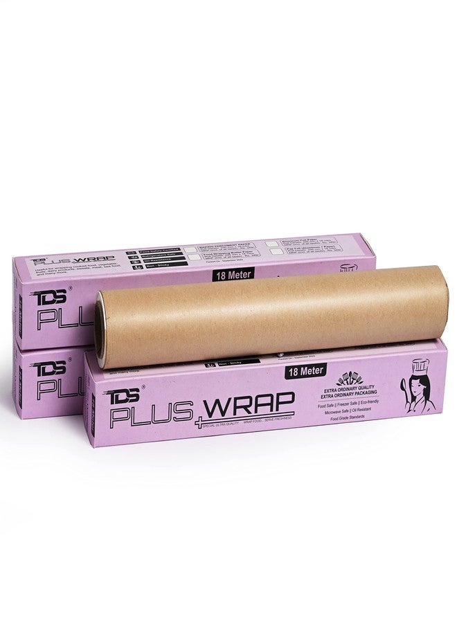 TDS PLUS WRAP ورق تغليف الزبدة TDS PLUS (طول 18 مترًا) | عبوة من 3 لفات | آمن للاستخدام في الفرن والشواء حتى 220 درجة مئوية | غير لاصق ومقاوم للدهون | آمن تمامًا للطعام | رقائق ألومنيوم لتغليف الطعام - Image 1