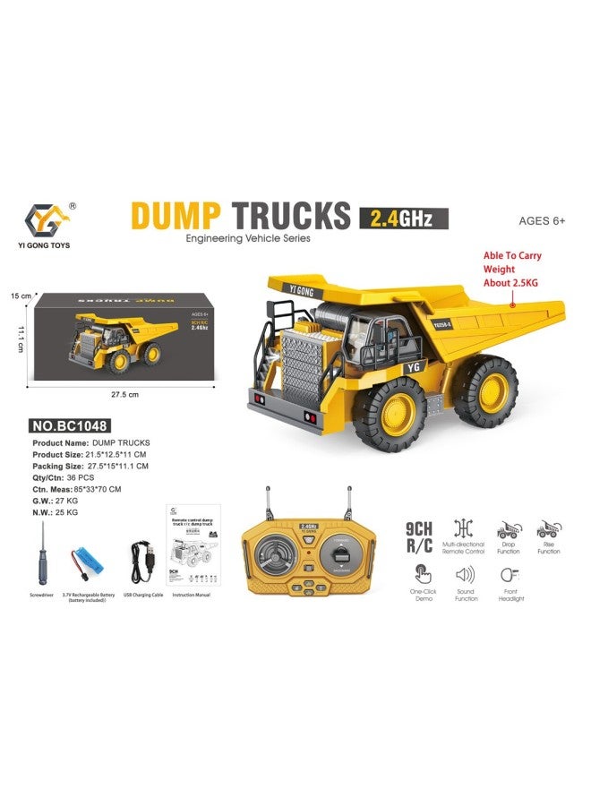 Customer Order Special 11-way Large 2.4G Alloy Remote Control Excavator Self-unloading Earth-pushing Project Tank Toy-Color:Bc1048 Plastic 9-channel Mineral Card Dump Truck  - Image 1