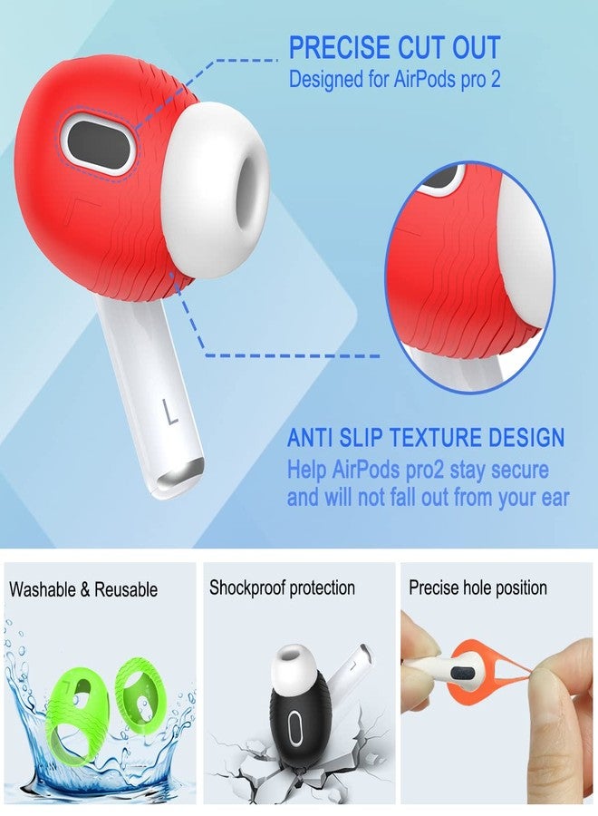 TOLUOHU 5 Pairs for AirPods Pro 2 Ear Tips Covers [Fit in The Charging Case] TOLUOHU Silicone Anti-Slip Ear Tips Covers Compatible with Apple AirPods Pro 2nd Generation 2022 [5 Color] - Image 3