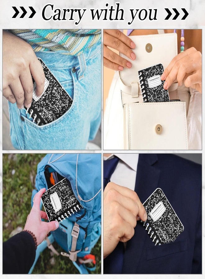 مجموعة سينلود من 30 دفتر ملاحظات حلزوني، مقاس 3.5 × 2.5 بوصة، بتصميم رخامي، دفاتر جيب صغيرة فارغة، 40 ورقة، مثالية للمذكرات والملاحظات، مناسبة للمنزل والمكتب والجامعة والمدرسة، هدايا (أسود) - Image 3