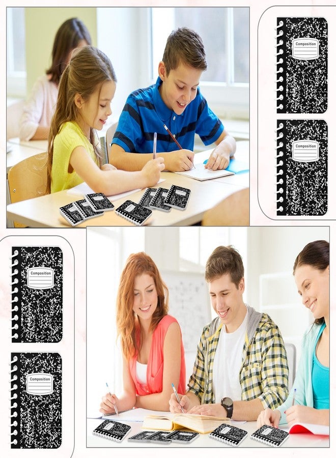 مجموعة سينلود من 30 دفتر ملاحظات حلزوني، مقاس 3.5 × 2.5 بوصة، بتصميم رخامي، دفاتر جيب صغيرة فارغة، 40 ورقة، مثالية للمذكرات والملاحظات، مناسبة للمنزل والمكتب والجامعة والمدرسة، هدايا (أسود) - Image 4