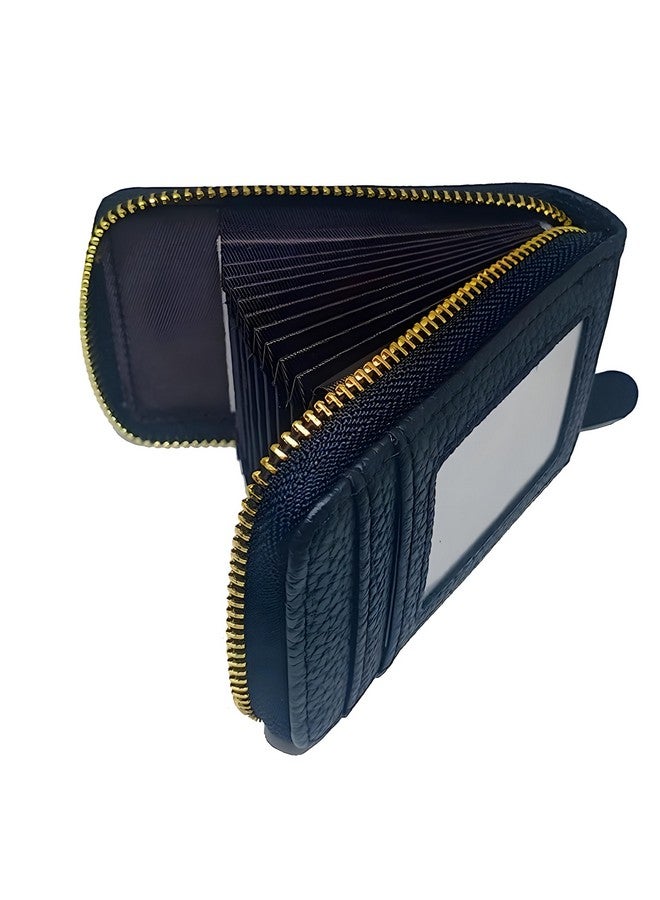 COOLCOLD Card Holder 9 Slot Vertical Leather Credit/Debit Zipper Card Holder Money Wallet Zipper Coin Purse for Men & Women (Black) - Image 1