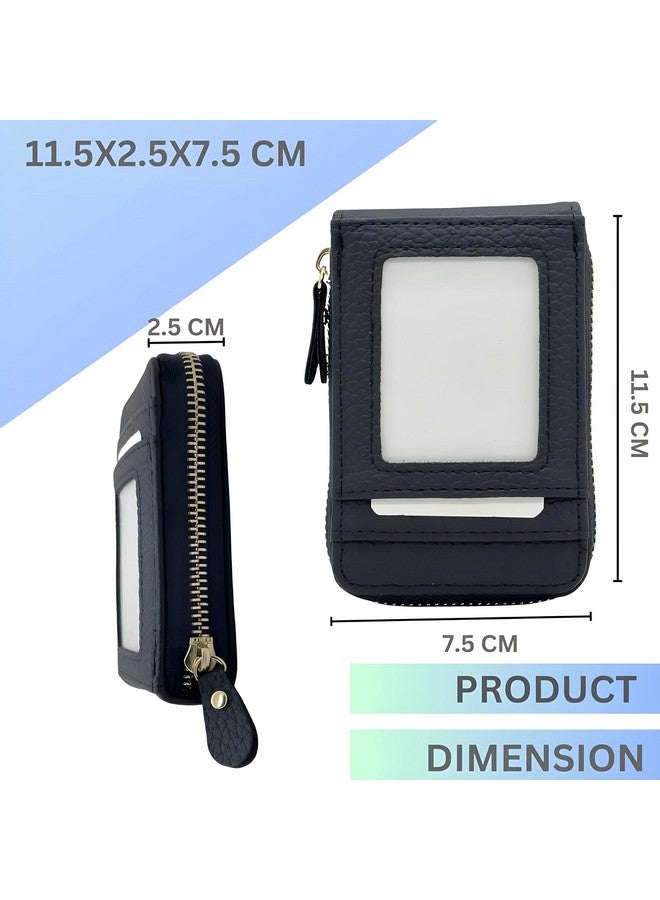 COOLCOLD Card Holder 9 Slot Vertical Leather Credit/Debit Zipper Card Holder Money Wallet Zipper Coin Purse for Men & Women (Black) - Image 2