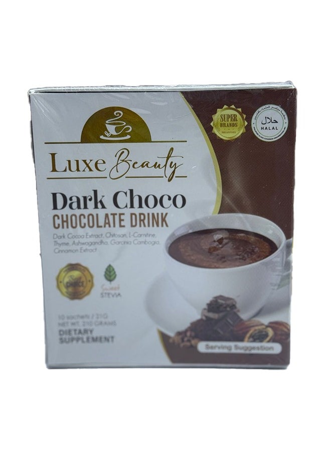 Luxe Beauty Dark Choco Chocolate Drink 10 Sachetsx21g  - Image 1