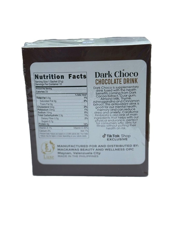 Luxe Beauty Dark Choco Chocolate Drink 10 Sachetsx21g  - Image 2