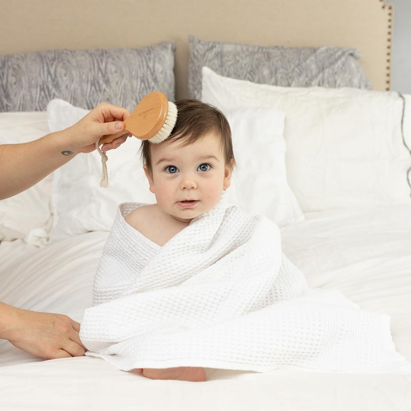 Pondering Pine Natural Baby Hair Brush Set with Boho Bag  Goat Hair Cradle Cap Brush Toddler Brush and Comb  Scalp Grooming Baby Hairbrush for Newborn and Infant Wooden Brushes for Boys and Girls - Image 3