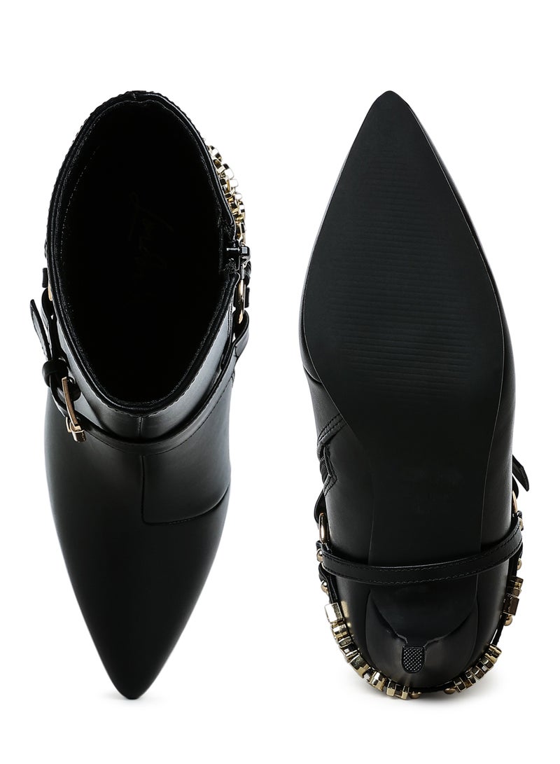 London Rag Harness Detail Stiletto Boots in Black  - Image 4