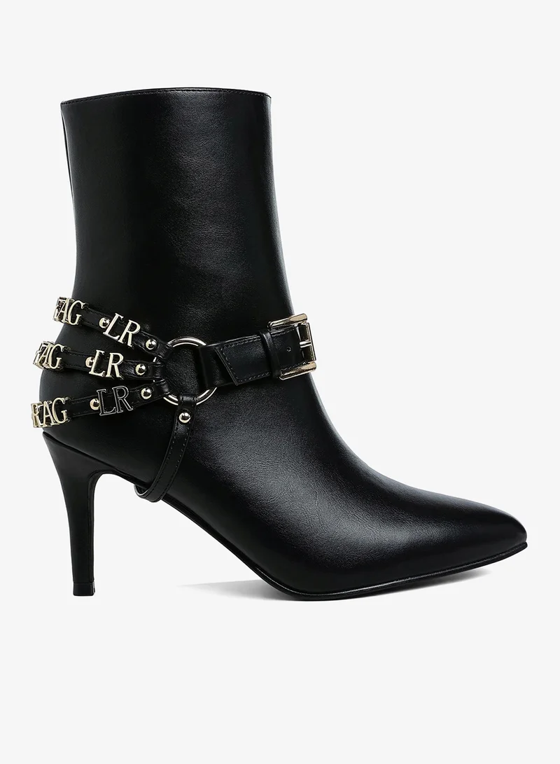 Harness Detail Stiletto Boots in Black