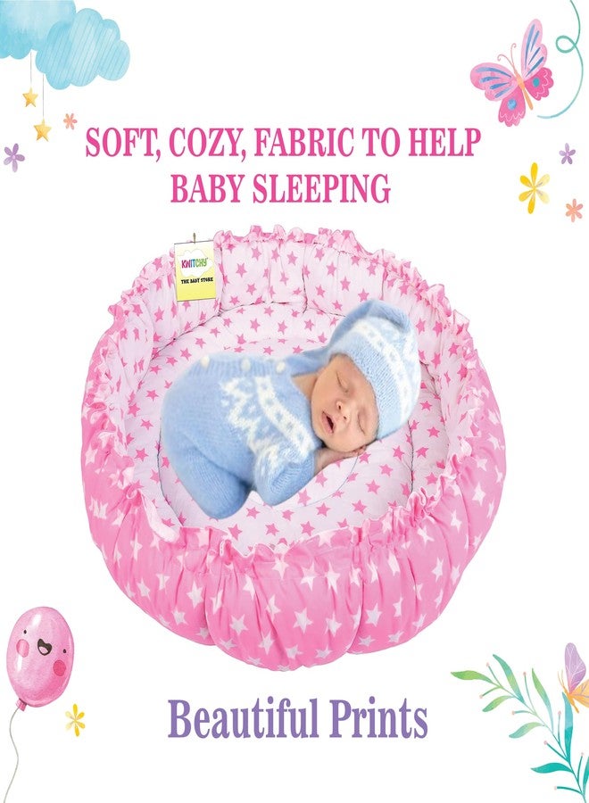 Kwitchy سرير أطفال كويتشي قابل للعكس للمواليد الجدد | طقم مفروشات | حامل | قطن | أطفال رضع | جميع المنتجات | هدية | أساسيات (0-6 أشهر) (نجمة وردية) - Image 3