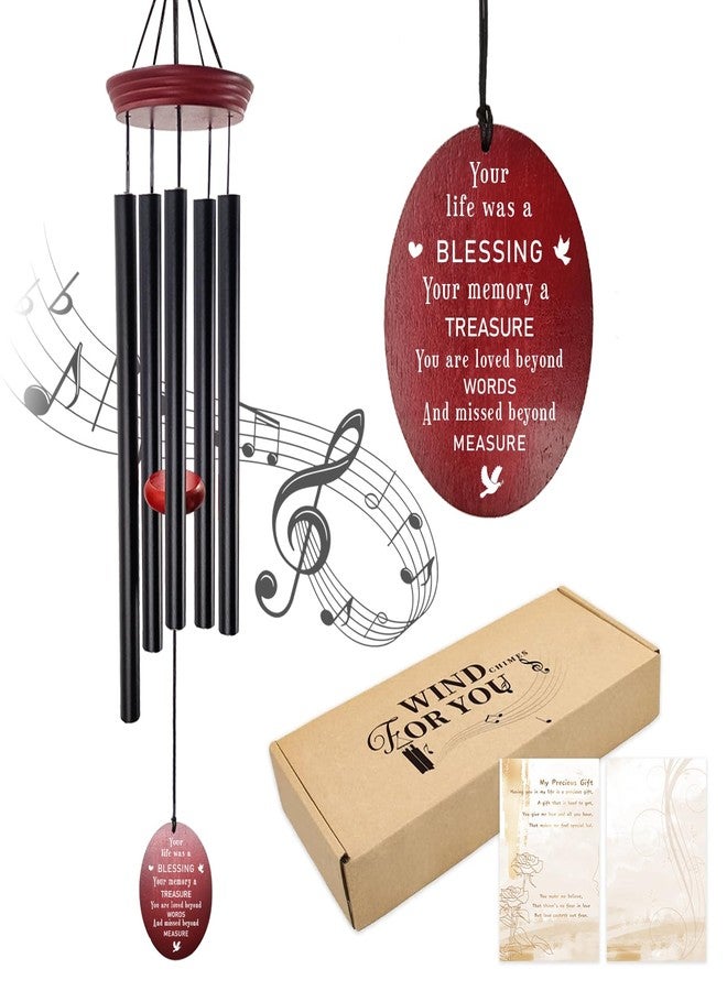Howarmer windchimes Sympathy Memorial Wind Chimes - 33" Tuned Wind Chime with “Your Life was a Blessing” Saying, Red Wood Wind Sail for Loss of Loved One, Bereavement Gift for Mom, Dad, Grandma or Friend - Image 1