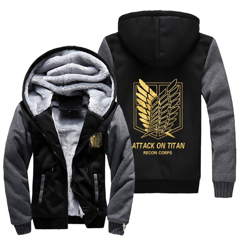 2021 Attack Giant Sweater Jacket Investigation Corps Allen Fleece Zipper Hooded Sweater Male - Image 3