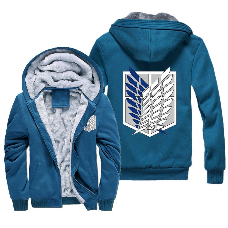 2021 Attack Giant Sweater Jacket Investigation Corps Allen Fleece Zipper Hooded Sweater Male - Image 5